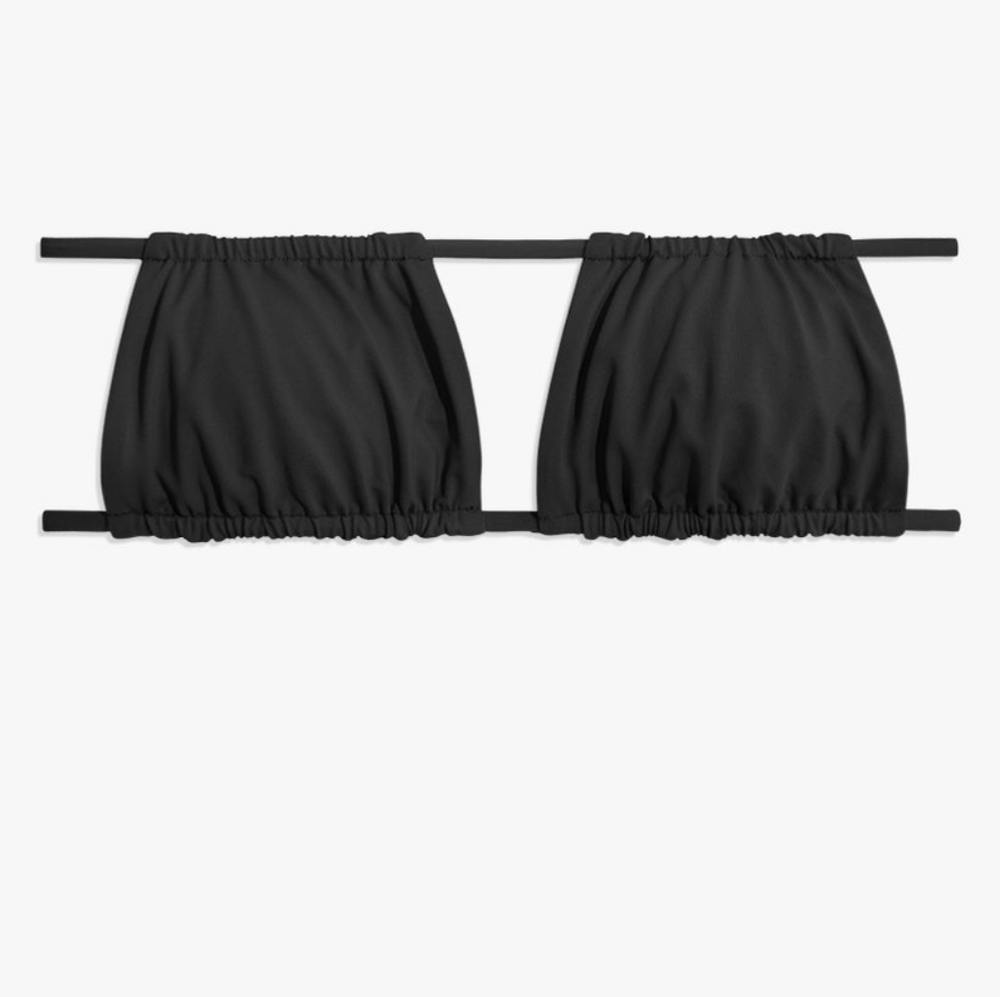 WeWoreWhat Ruched Bandeau Bikini Top Black Convertible Halter